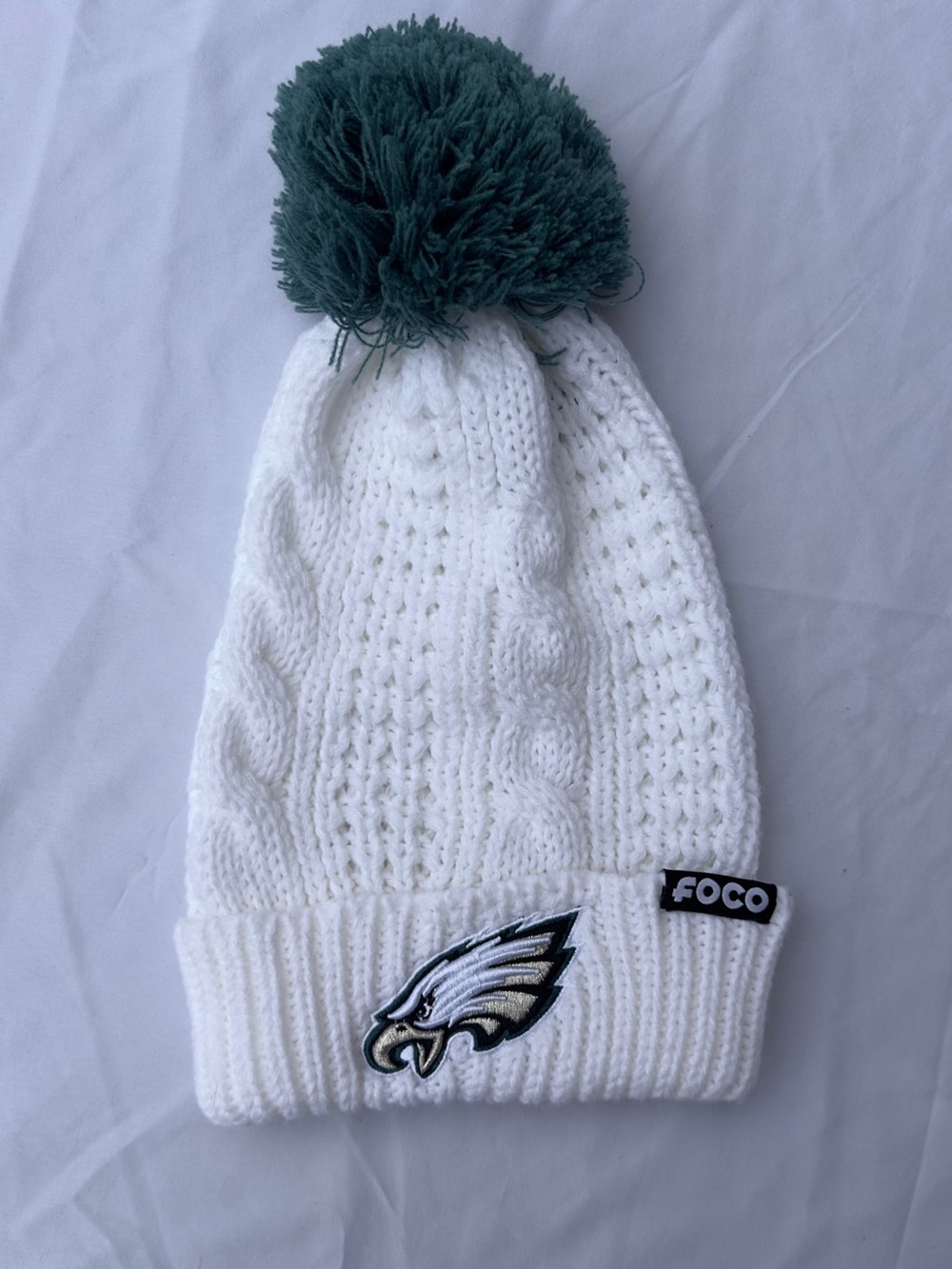 FOCO Philadelphia Eagles Cable Knit Pom Pom Beanie